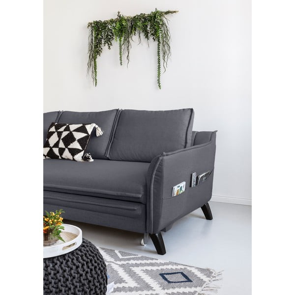 Antracitovosivá rozkladacia rohová pohovka Miuform Charming Charlie, ľavý roh-image-4