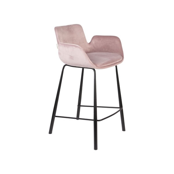 Svetloružové zamatové barové stoličky v súprave 2 ks 91,5 cm Brit – Zuiver