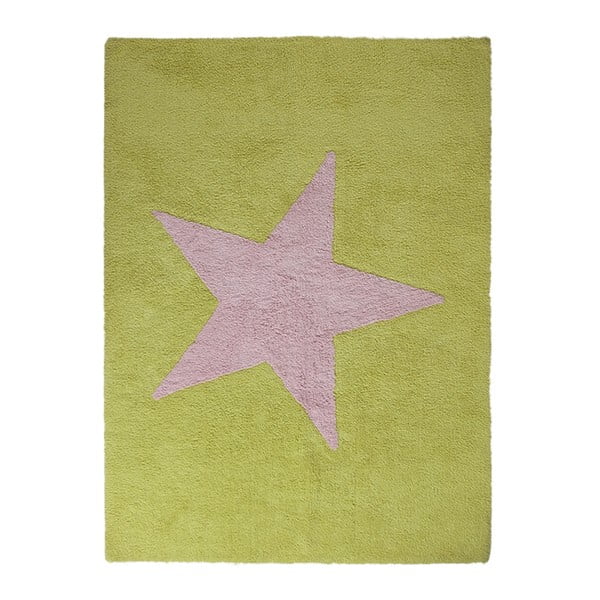 Zelený bavlnený koberec Happy Decor Kids Big Star, 160 x 120 cm