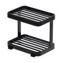 Čierna poschodová nádoba na mydlo s odkladacou plochou YAMAZAKI Tower