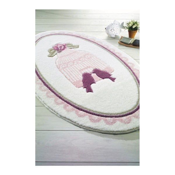 Ružovo-biela predložka do kúpeľne Confetti Bathmats Birdcage, 80 × 130 cm