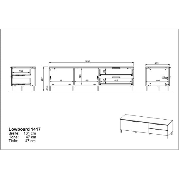 Svetlozelený TV stolík 164x47 cm Kenora - Germania-image-4
