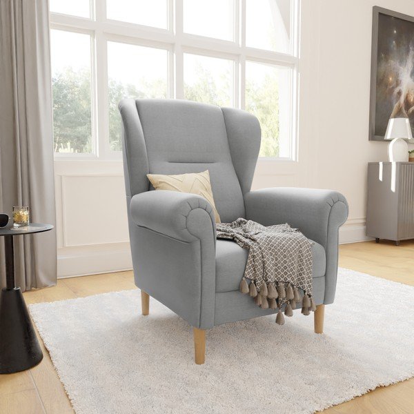 Svetlosivé kreslo ušiak Swan – Ropez-image-3