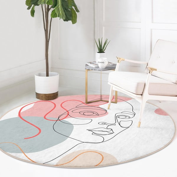 Biely prateľný okrúhly koberec vhodný pre robotické vysávače ø 120 cm Comfort – Mila Home-image-2