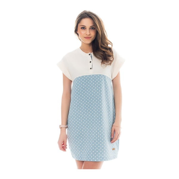 Modro-biele bavlnené šaty s bodkami Lull Loungewear Tiendes, veľ. M