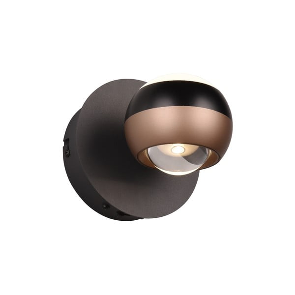 LED nástenné svietidlo ø 10 cm v čierno-medenej farbe Orbit – Trio Select