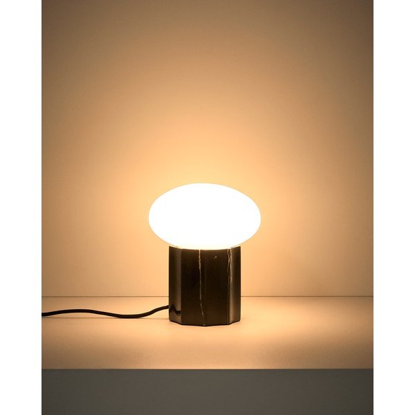 Biela/čierna kovová stolová lampa so skleneným tienidlom (výška  20 cm) Idela – Kave Home-image-1