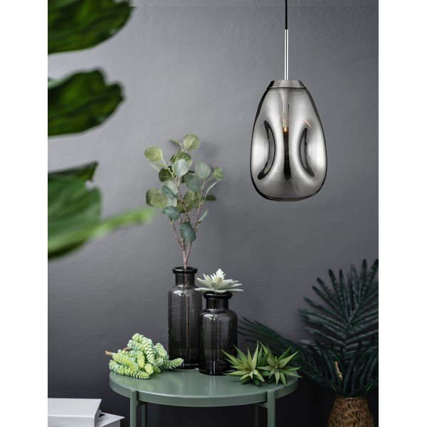 Sklenené závesné svietidlo v lesklej striebornej farbe ø 22 cm Lava – Nova Luce-image-1