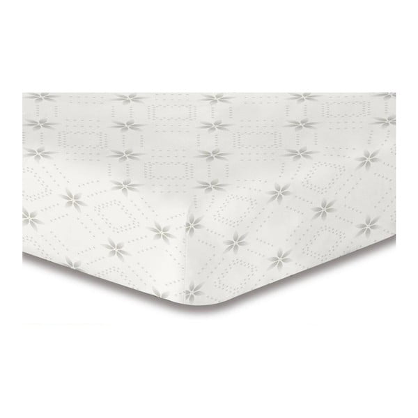Biela elastická plachta so vzorom DecoKing Hypnosis Snowynight, 200 × 220 cm
