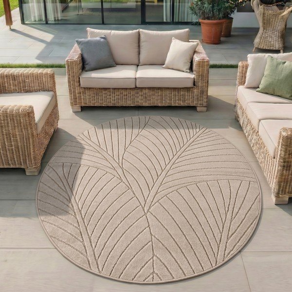Béžový okrúhly vnútorný a vonkajší koberec ø 120 cm Nova 1203 – Ayyildiz Carpets-image-1