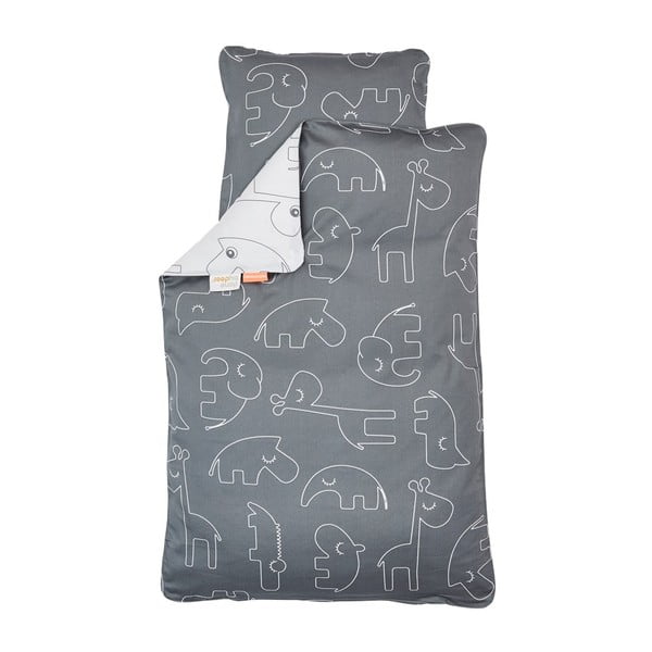 Sivé detské obliečky Done by Deer Baby, 100 × 130 cm
