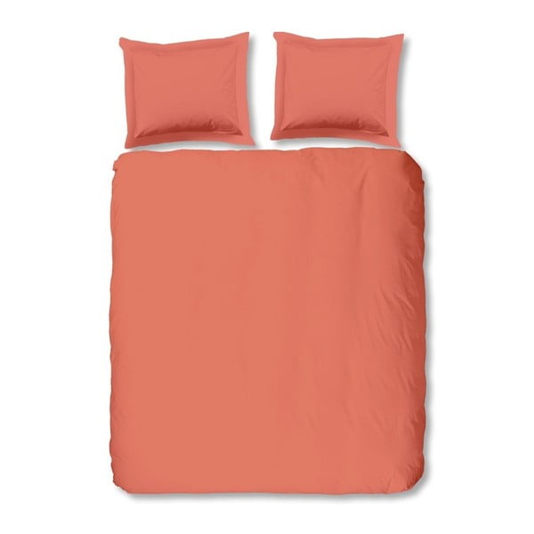 Svetlooranžové bavlnené posteľné obliečky Uni, 140 × 200 cm