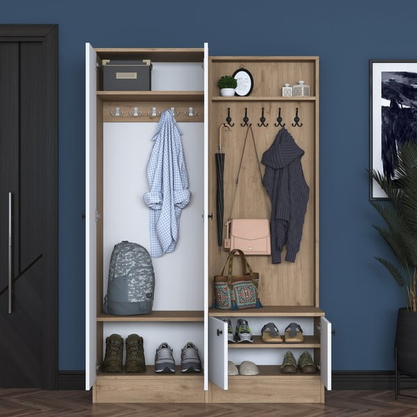 Biela/prírodná predsieňová zostava v dekore orecha Theresa - Kalune Design-image-4