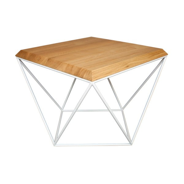 Biely konferenčný stolík s doskou z dubového dreva Take Me HOME Tulip, 53 × 53 cm