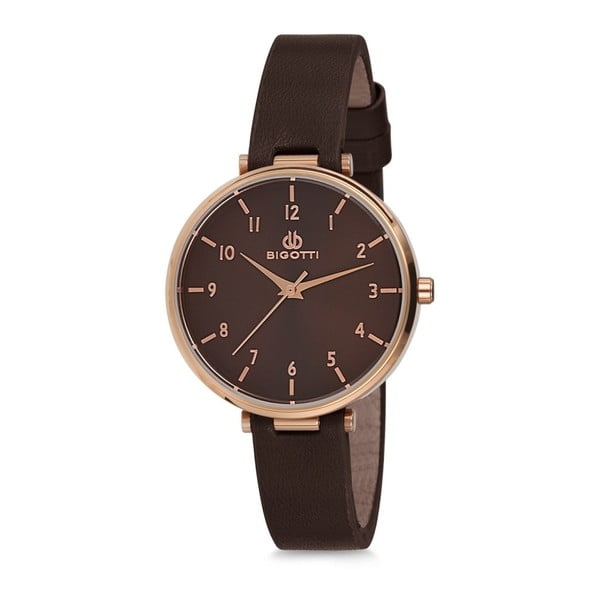 Dámske hodinky s čiernym koženým remienkom Bigotti Milano Catherine