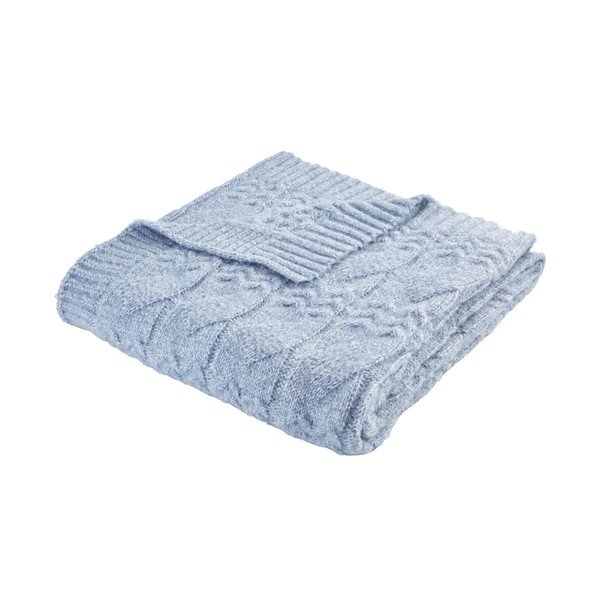 Modrá pletená deka 150x200 cm Cable Knit – Bianca-image-2