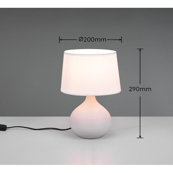 Bielo-hnedá stolová lampa z keramiky a tkaniny Reality Martin, výška 29 cm-image-3