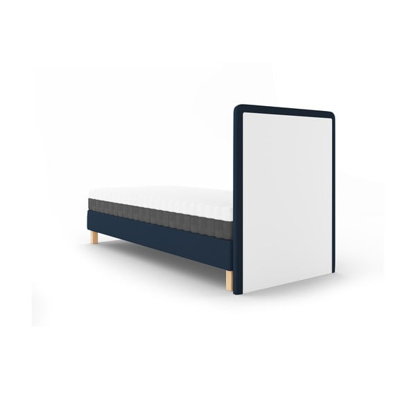Tmavomodrá čalúnená jednolôžková posteľ s roštom 90x200 cm Lotus – Cosmopolitan Design-image-3