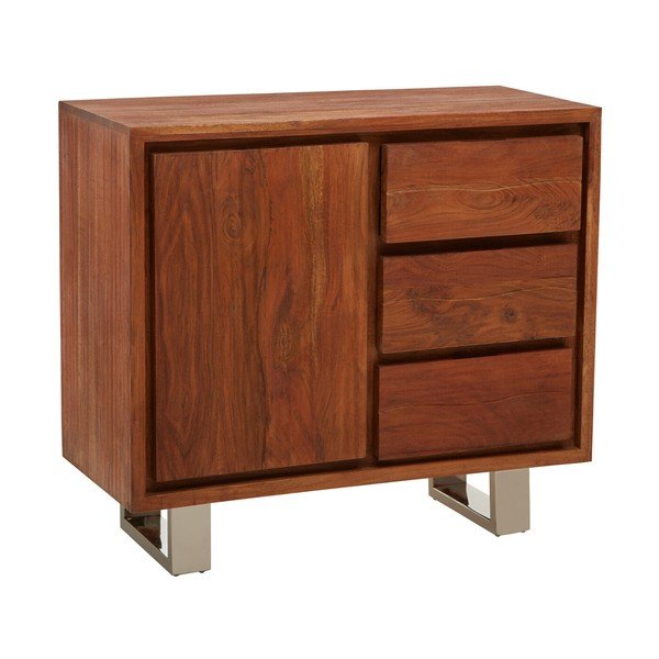 Komoda z masívu akácie v tmavo prírodnej farbe 92x82x40 cm Simla – Premier Housewares