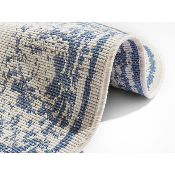 Modro-krémový vonkajší koberec NORTHRUGS Borbon, ø 140 cm-image-3