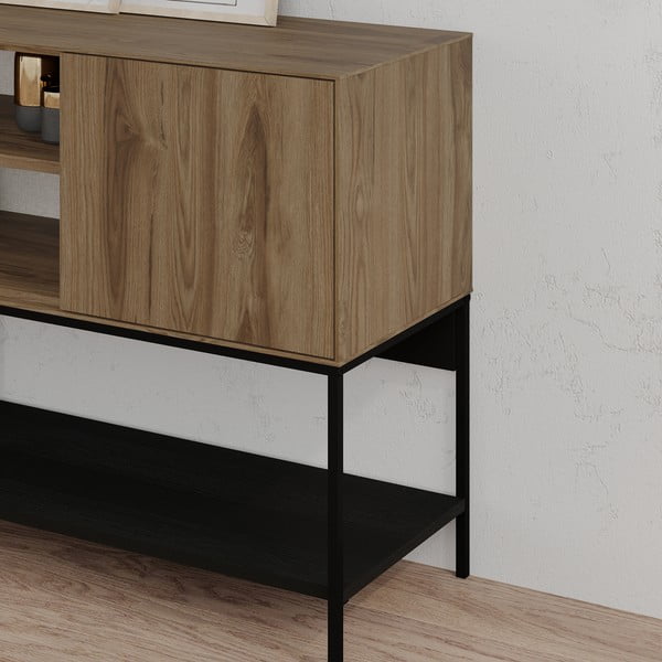 Komoda v dekore duba v čierno-prírodnej farbe 180x80x40 cm Amira – Marckeric-image-4