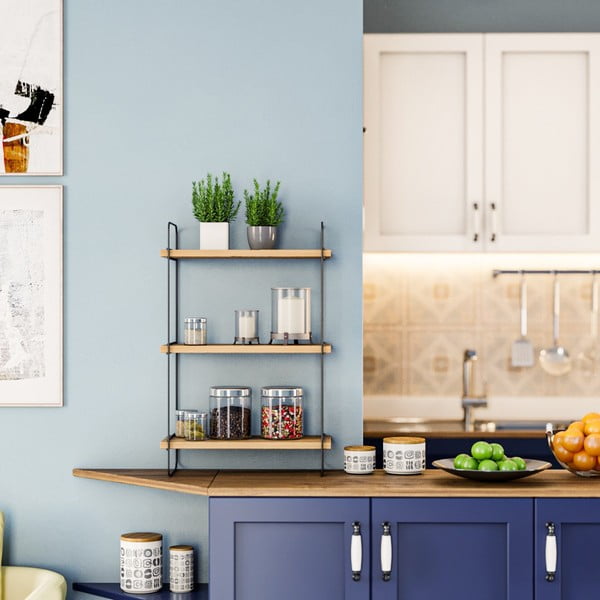 Poschodová polica v dekore duba v prírodnej farbe 40 cm Pulalis – Kalune Design-image-2