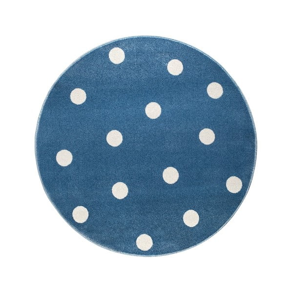 Modrý okrúhly koberec s bodkami KICOTI Blue Stars, 80 × 80 cm