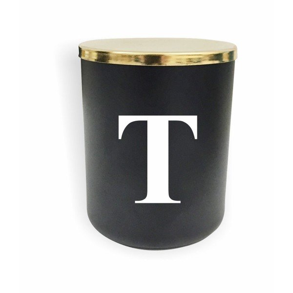 Čierno-biela sviečka North Carolina Scandinavian Home Decors Monogram Glass Candle T