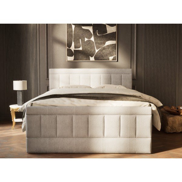 Sivá boxspring posteľ s úložným priestorom 200x200 cm Caya – Maison de Rêve-image-4