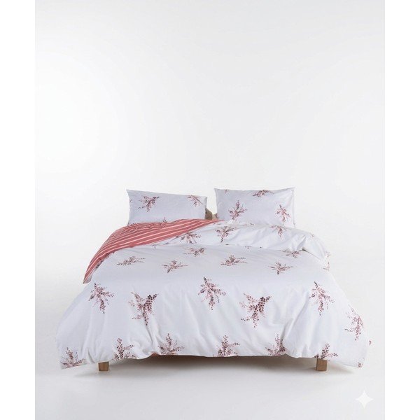 Biele/ružové obliečky na dvojlôžko/predĺžené z bavlny Renforcé 240x220 cm Breeze Floral – Mila Home Luxury