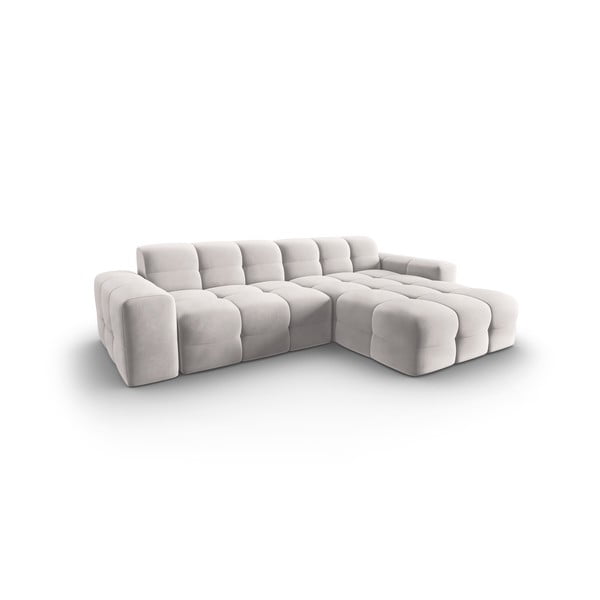 Svetlosivá zamatová rohová pohovka (pravý roh) Kendal - Micadoni Home-image-3