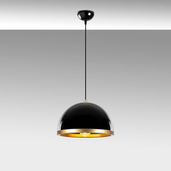 Závesné svietidlo v čiernej a zlatej farbe s kovovým tienidlom ø 30 cm Ferenci – Opviq lights