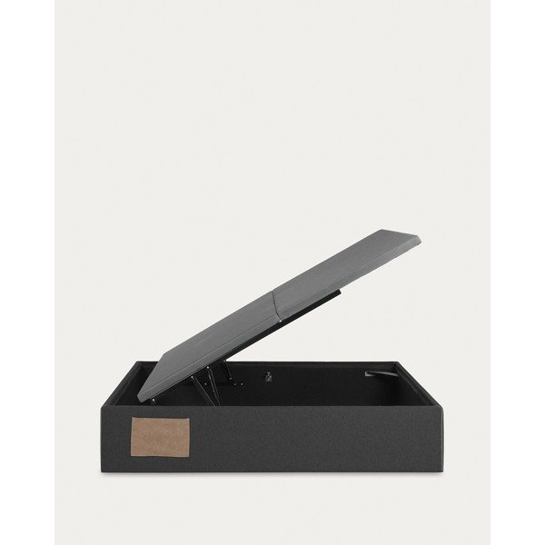 Čierna čalúnená dvojlôžková posteľ s úložným priestorom 160x200 cm Matters – Kave Home-image-4