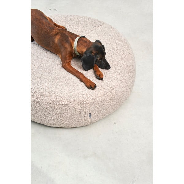 Béžový pelech pre psa z materiálu buklé ø 90 cm Senso Pouffe Greige M/L – MiaCara-image-1