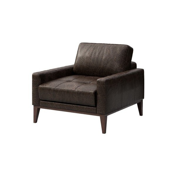 Tmavohnedé kožené kreslo MESONICA Musso Tufted-image-2