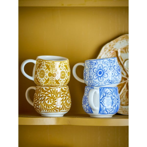 Modré/oranžové šálky v súprave 4 ks na espresso z kameniny 155 ml Milton – Bloomingville-image-2