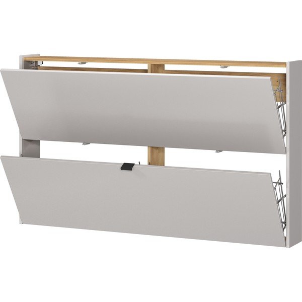 Krémovobiela výklopná/závesná skrinka na topánky v dekore duba 140x83x18 cm Ameca – Germania-image-3