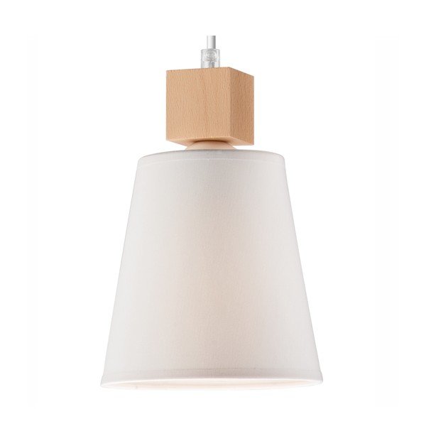 Biele závesné svietidlo s textilným tienidlom ø 15 cm Enrico – LAMKUR-image-3