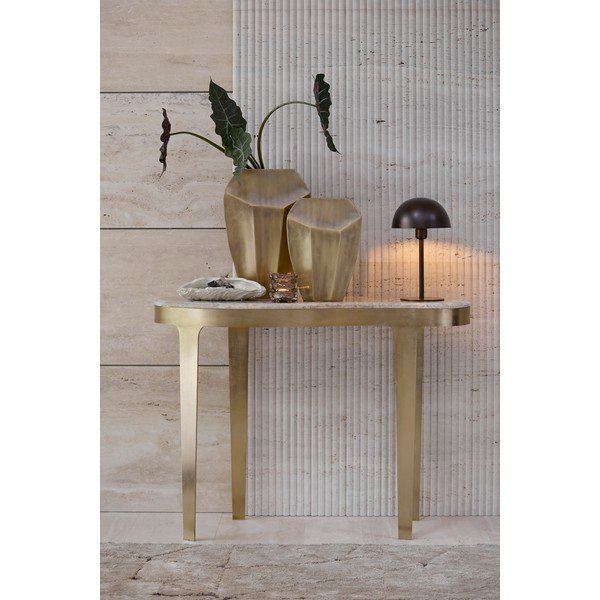 Konzolový stolík s mramorovou doskou v bronzovej farbe/taupe 40x110 cm Giulio – Light & Living-image-1