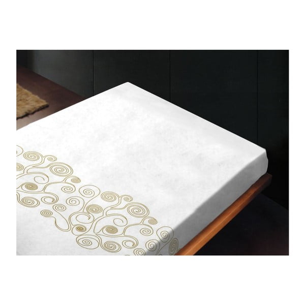 Neelastická posteľná plachta Lira Bianco Oro, 240x260 cm