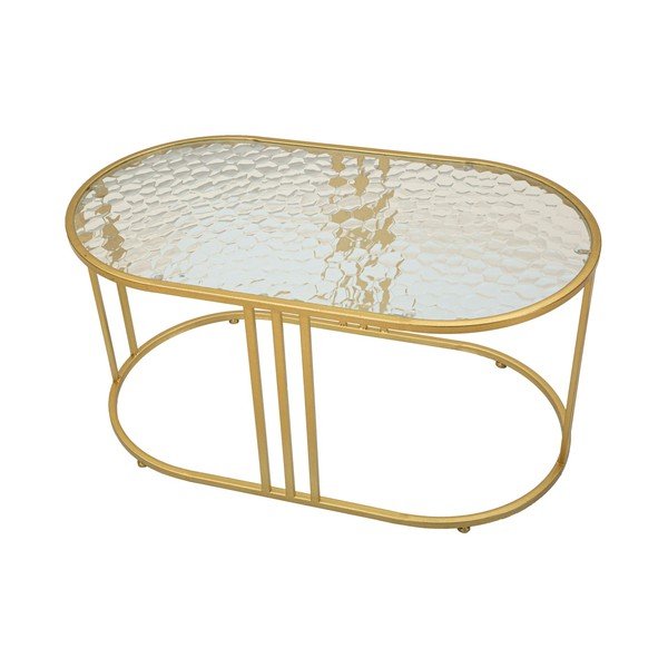 Biely/v zlatej farbe konferenčný stolík so sklenenou doskou 50x90 cm Antalia – Mauro Ferretti-image-2