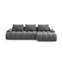 Sivá zamatová rozkladacia/s úložným priestorom rohová pohovka (pravý roh/s leňoškou) Linz – Cosmopolitan Design