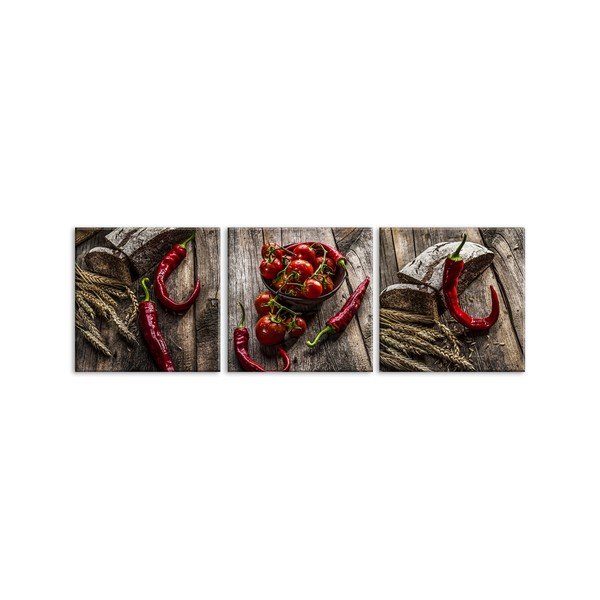 Sada 3 obrazov Styler Glasspik Set Red Peppers
