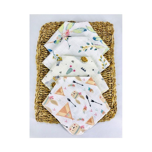 Biele mušelínové podbradníky v súprave 4 ks Mila - Lydia&Co-image-1