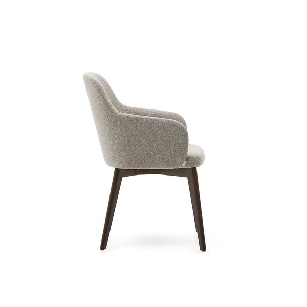 Béžové čalúnené jedálenské kreslo s podrúčkami Nelida – Kave Home-image-4