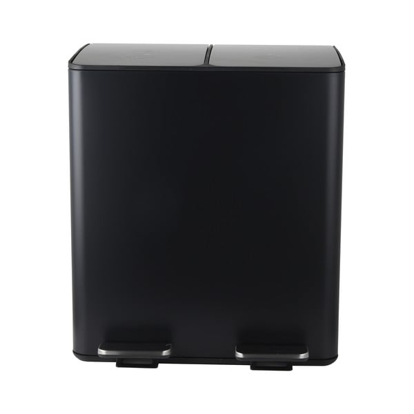 Matne čierny oceľový odpadkový kôš 2x20 l na triedený odpad/nášľapný Aliya – Spirella-image-3