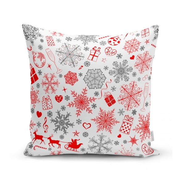Súprava 4 vianočných obliečok na vankúš a behúň na stôl Minimalist Cushion Covers Snowflakes-image-3