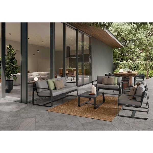 Sivá hliníková záhradná pohovka Merrigan   – Bizzotto-image-1