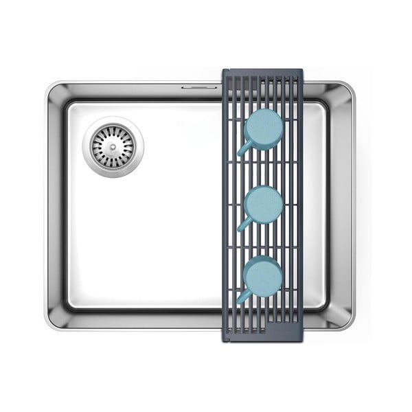 Sivá nastaviteľná plastová odkvapkávacia mriežka na drez 43x13 cm Platform – Joseph Joseph-image-3