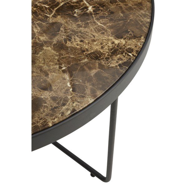 Hnedý oceľový okrúhly konferenčný stolík ø 80 cm Gellina – Ellos Home-image-2